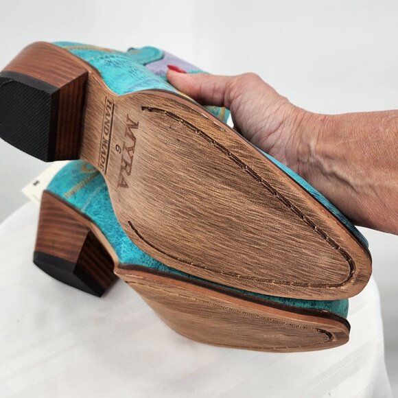 MYRA BAG Westerly Turquoise Western Leather Split Booties Ankle Boots 6-11 NWT - Picture 9 of 12